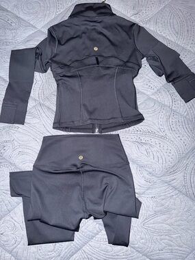 lululemon athletica Black Zip Jacket with Matching Leggings